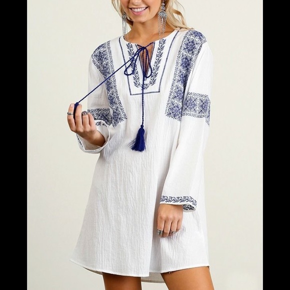 Umgee Dresses & Skirts - Umgee Navy Boho Long sleeve Dress Size M